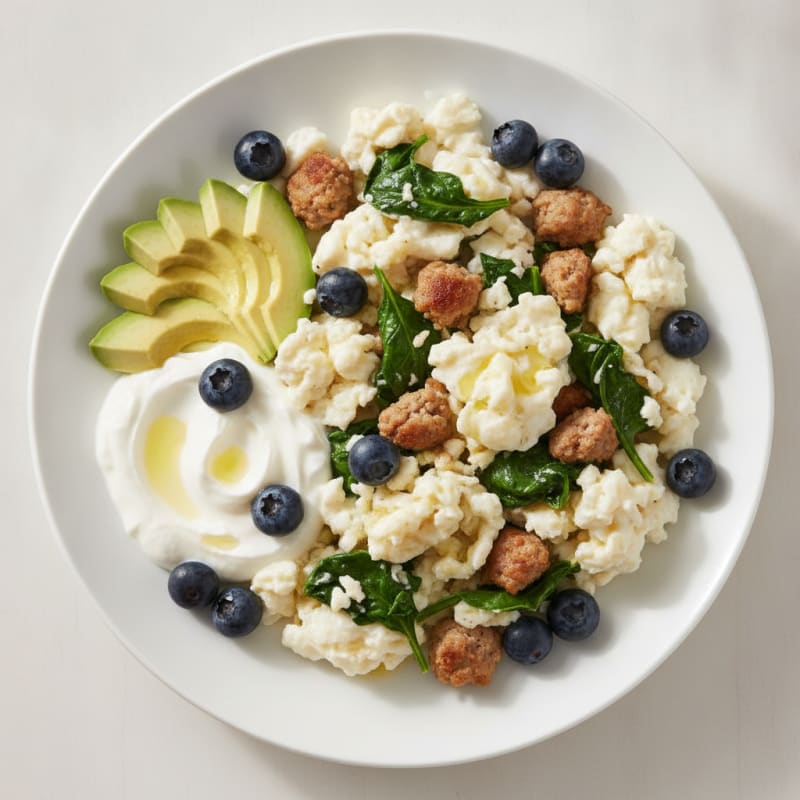 Egg White Scramble with Turkey Sausage and Greek Yogurt