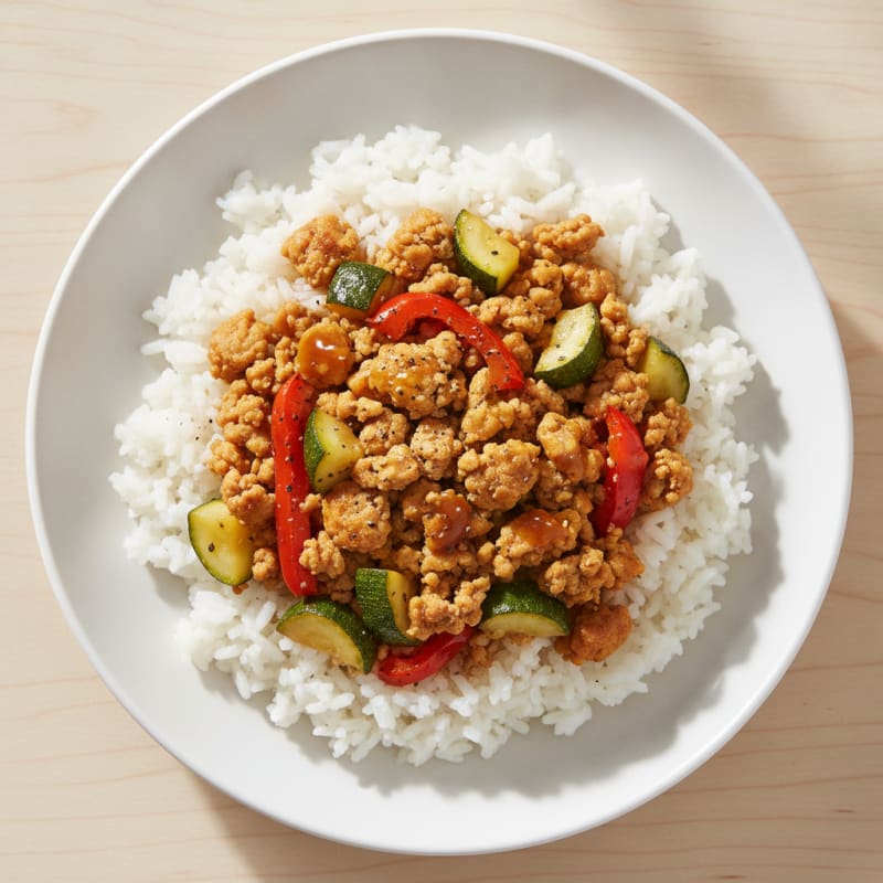 Savory Ground Turkey with White Rice
