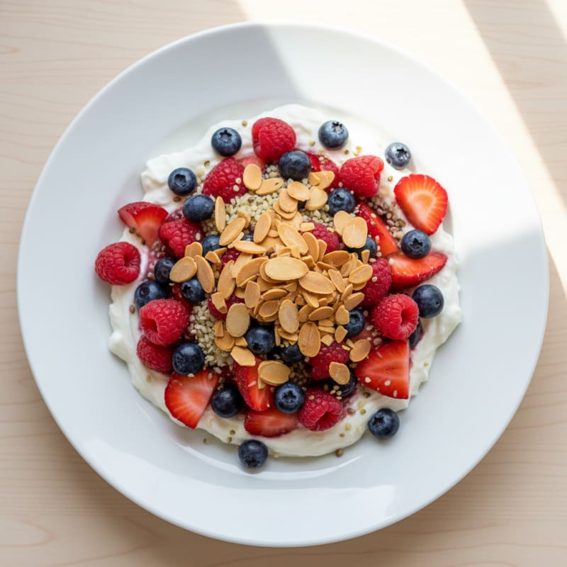 Greek Yogurt Protein Parfait with Mixed Berries
