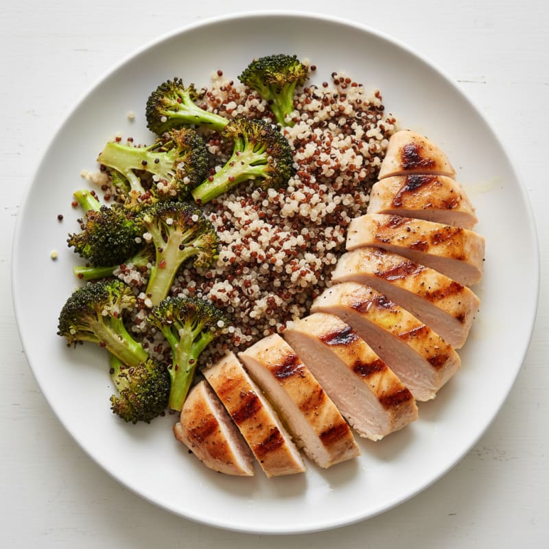 Grilled Chicken Breast with Roasted Broccoli and Quinoa