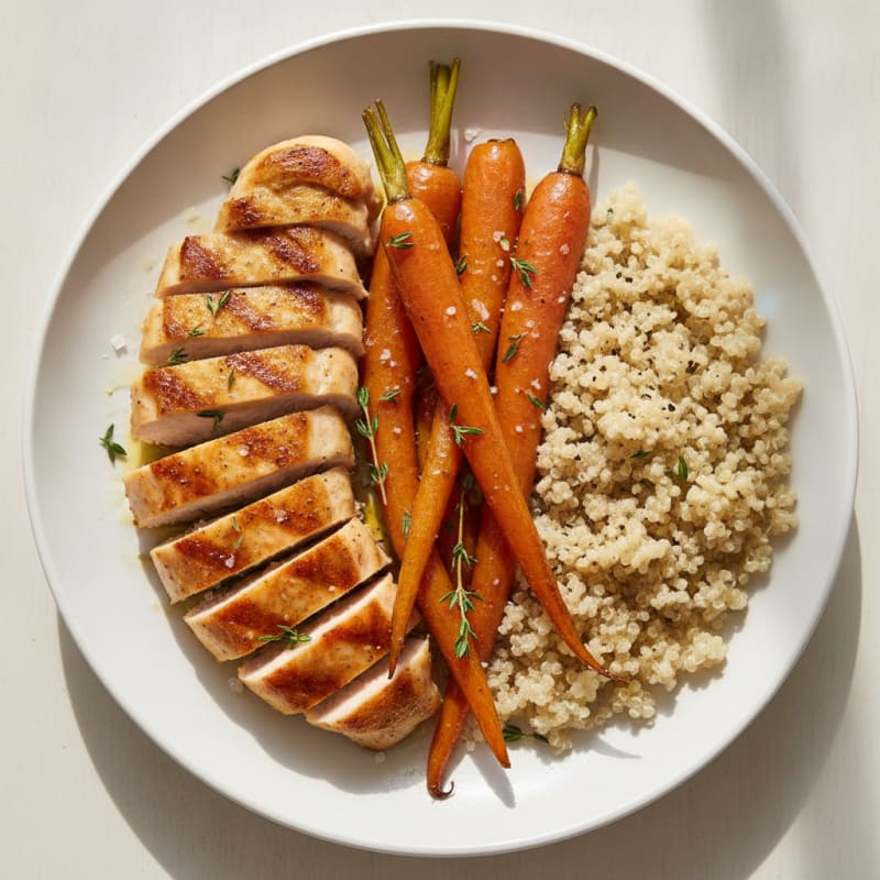 Maple-Glazed Roasted Carrots with Seared Chicken