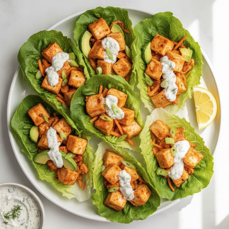 Buffalo Ranch Chicken Lettuce Wraps