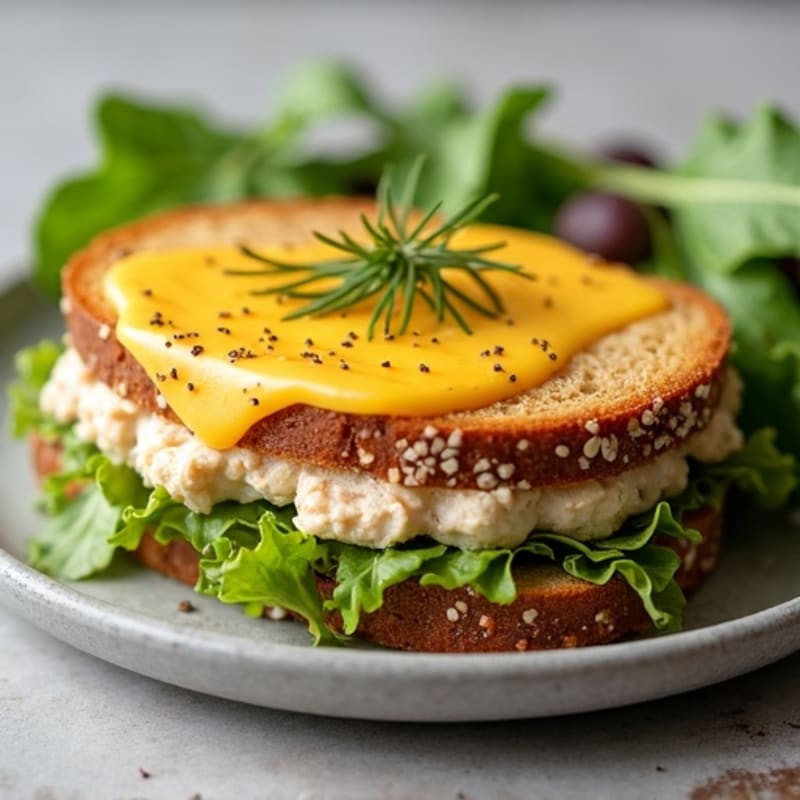 Herb-Crusted Open-Face Tuna Melt with Fresh Greens