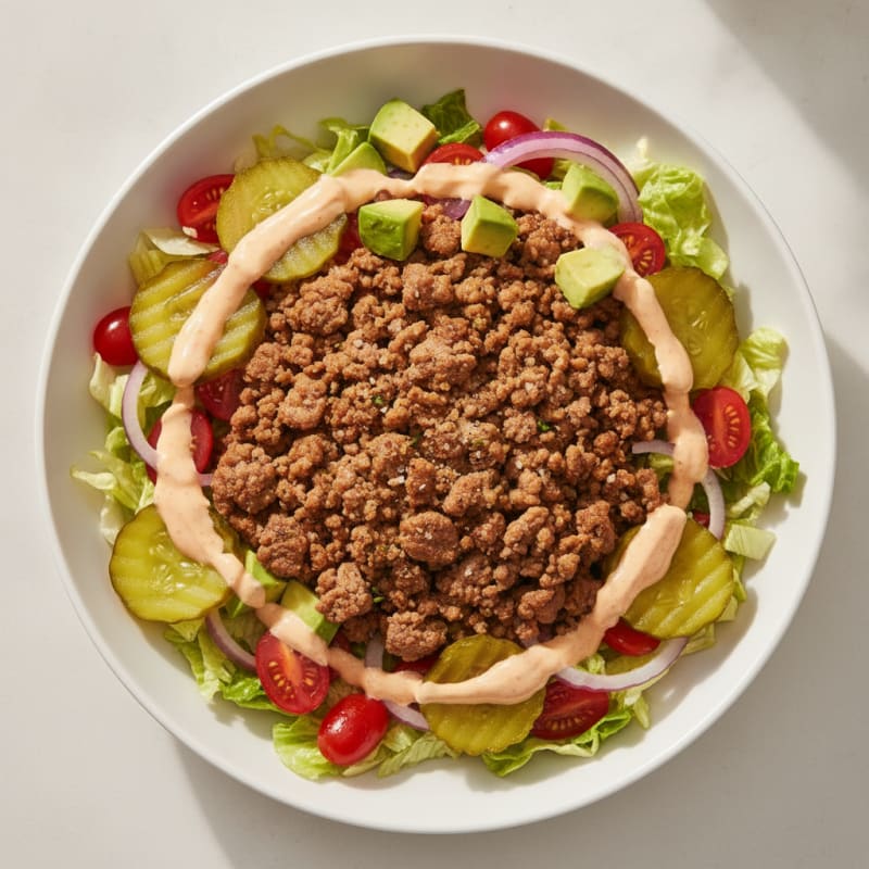 Classic Beef Burger Bowl with Special Sauce