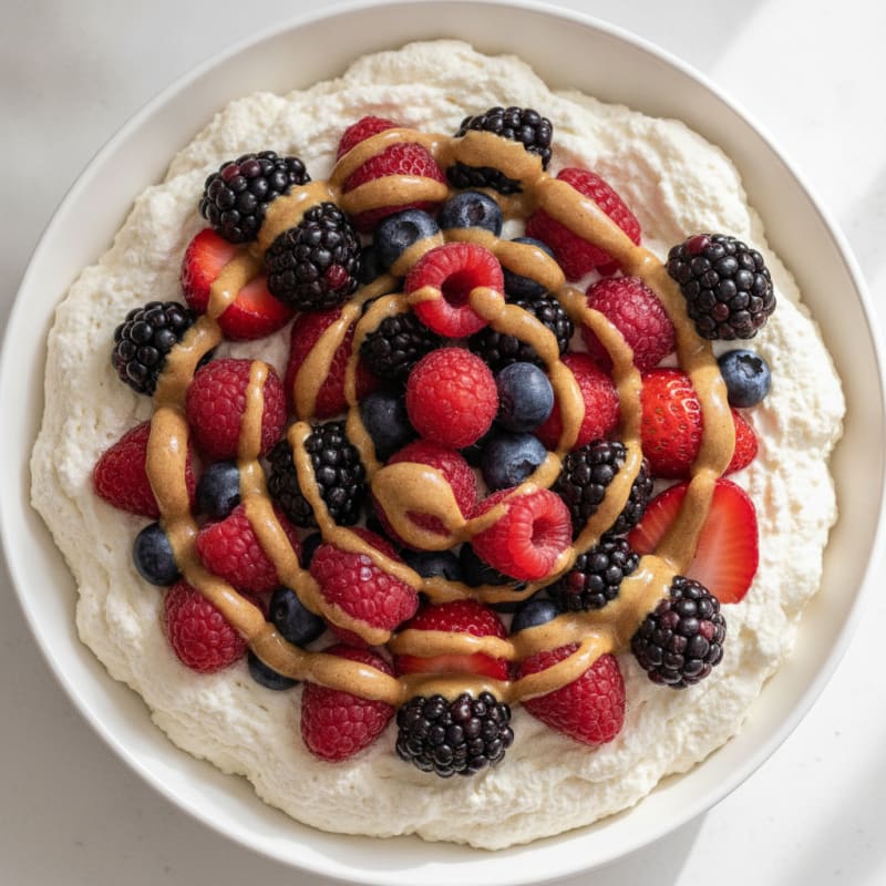 Greek Yogurt Protein Mousse with Mixed Berries