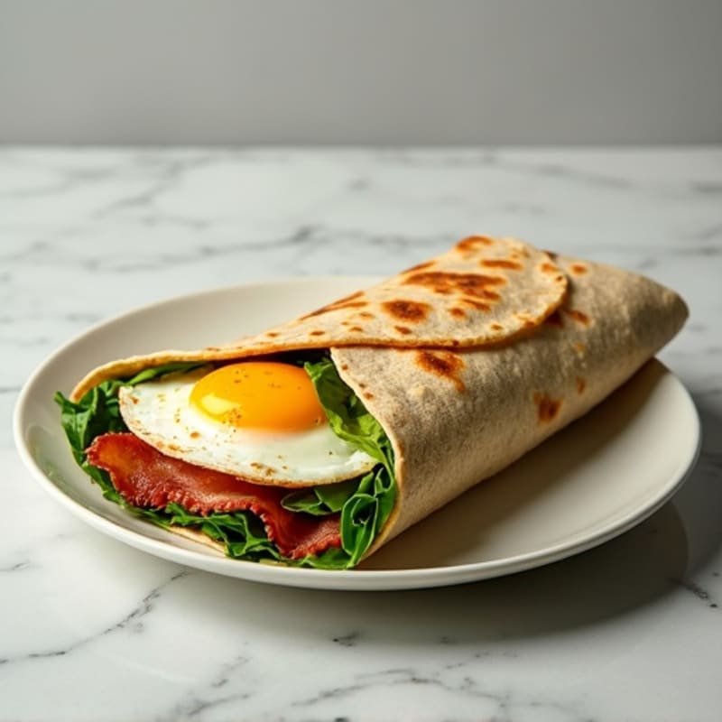 Crispy Turkey Bacon and Egg White Breakfast Wrap with Spinach