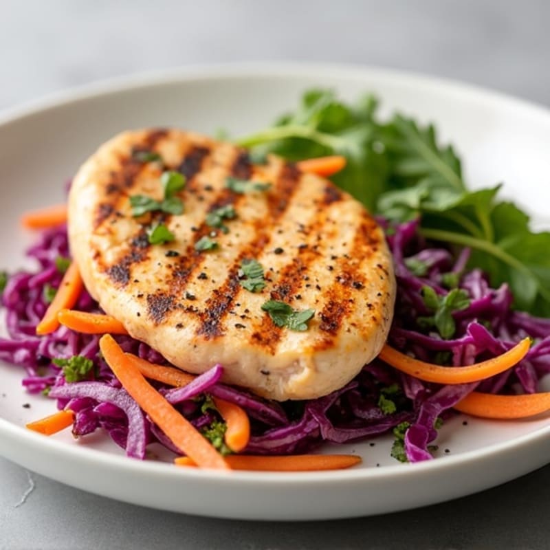 Grilled Chicken Breast with Crunchy Cabbage Slaw