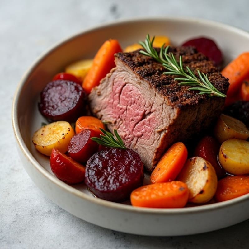 Tender Slow Cooked Chuck Roast with Roasted Root Vegetables