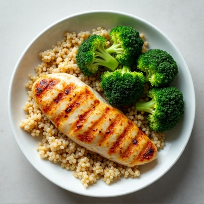 Grilled Chicken Breast with Quinoa and Steamed Broccoli