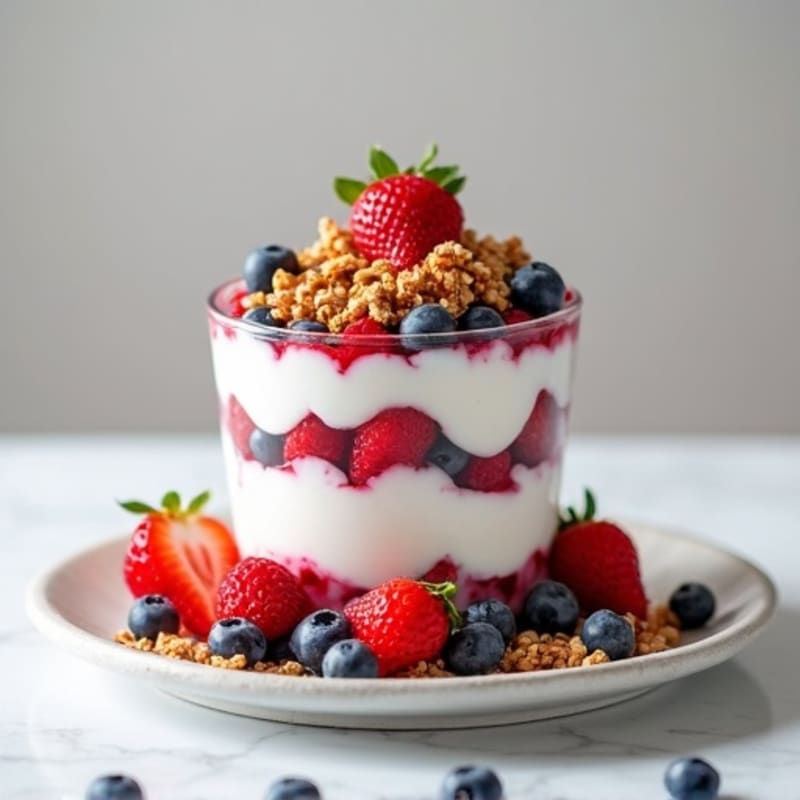 Greek Yogurt Parfait with Mixed Berries and Protein Granola