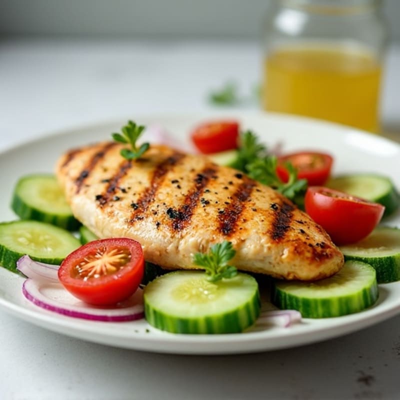 Grilled Chicken Breast with Cucumber Salad