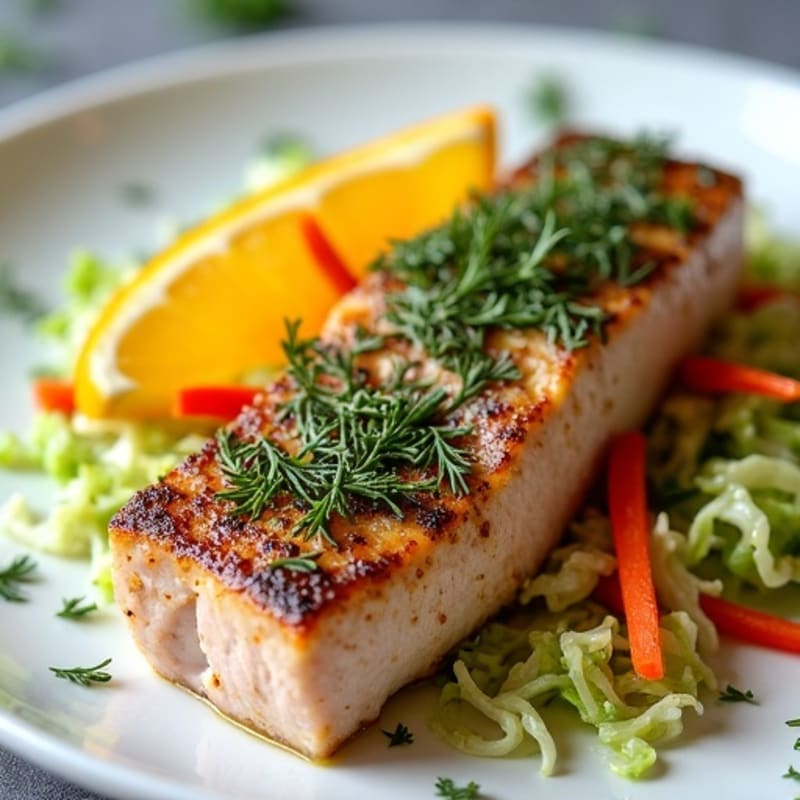 Herb-Crusted Seared Tuna with Citrus Slaw