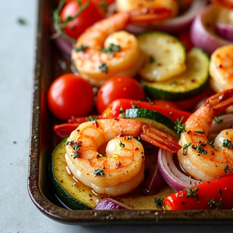 Garlic Shrimp and Roasted Vegetable Sheet Pan