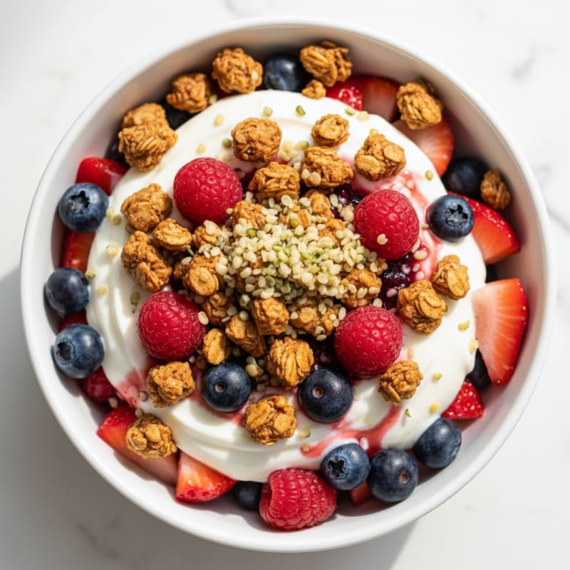 Greek Yogurt Parfait with Granola and Mixed Berries