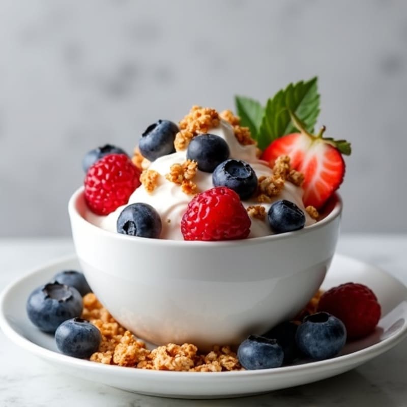 Creamy Greek Yogurt with Fresh Berries and Crunchy Granola