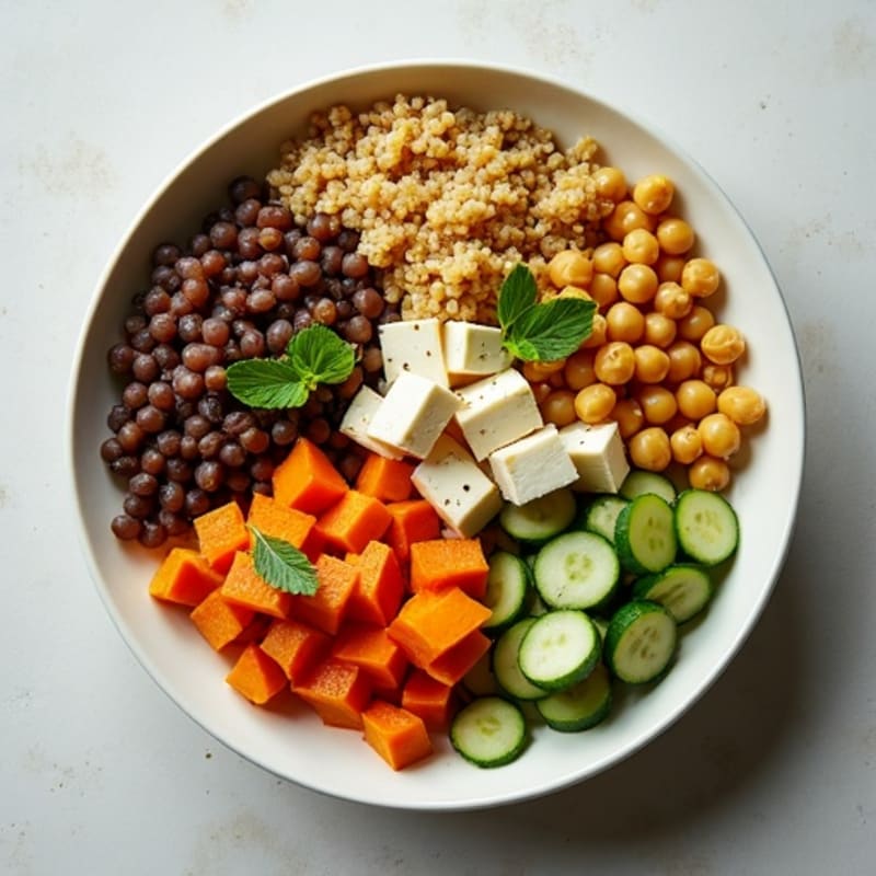 Lemon-Herb Lentil Quinoa Bowl with Roasted Root Vegetables