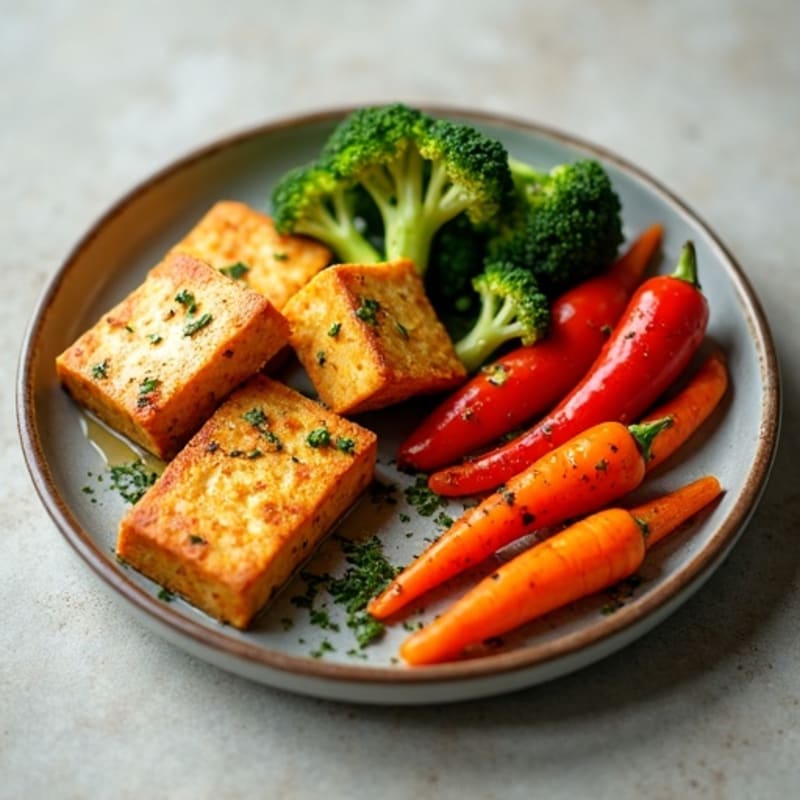 Crispy Baked Tofu with Roasted Seasonal Vegetables
