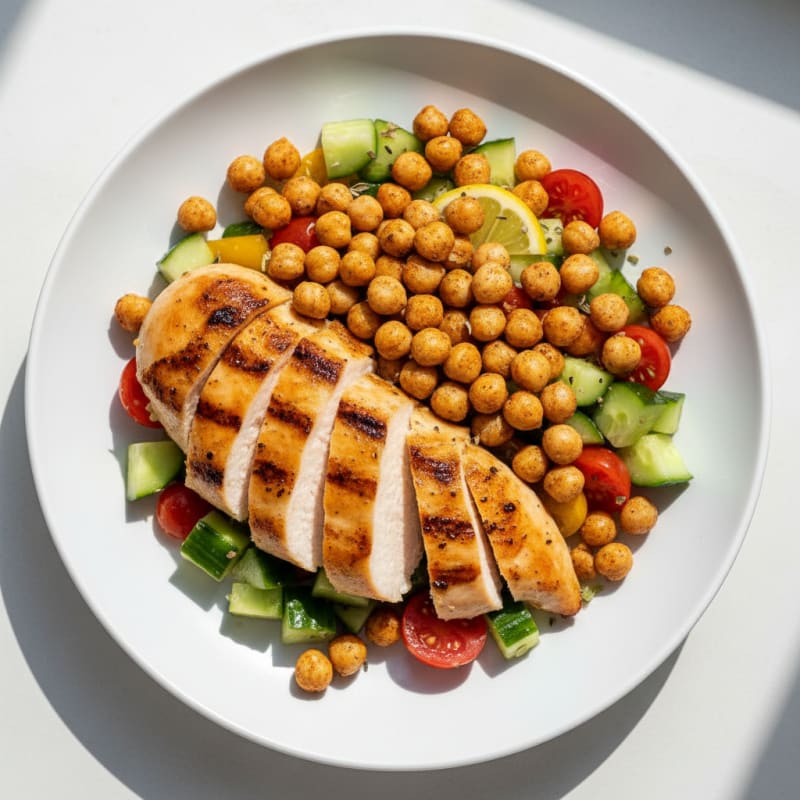Grilled Chicken Breast with Crunchy Chickpea Salad