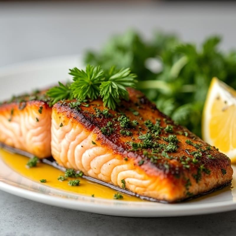 Herb-Crusted Pan Seared Salmon with Lemon