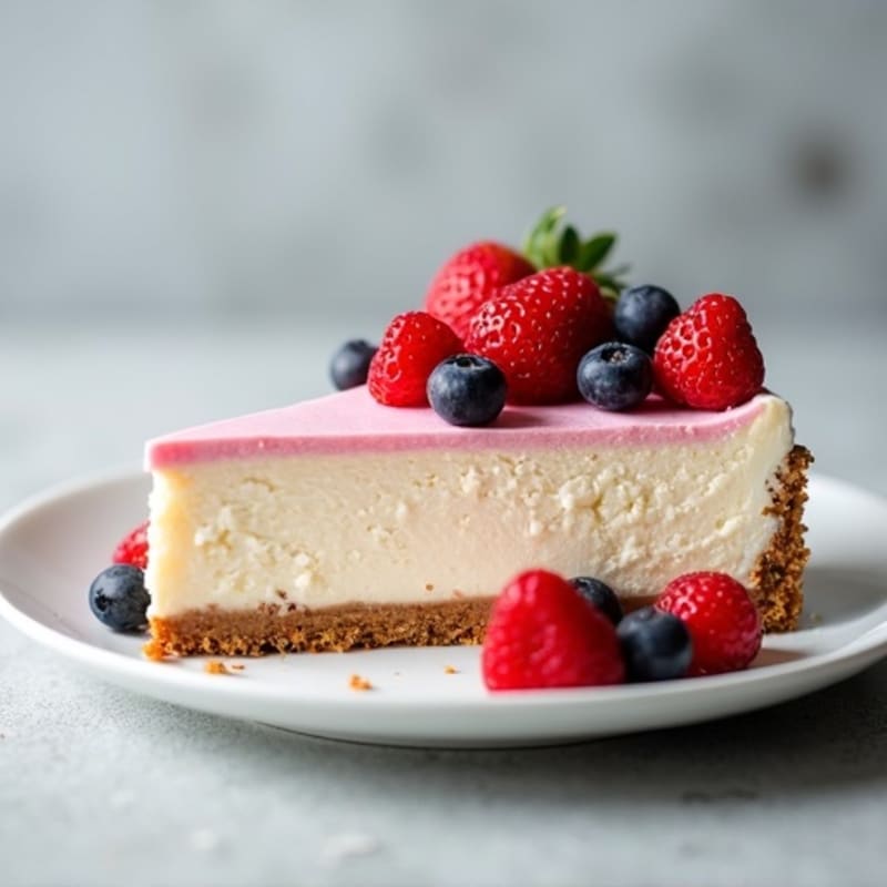 Greek Yogurt Protein Cheesecake with Mixed Berries