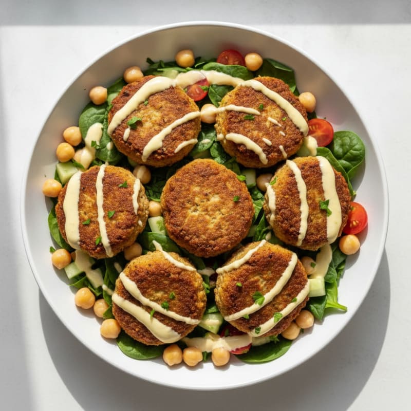 Crispy Turkey Falafel Bowl with Lemon-Tahini Sauce