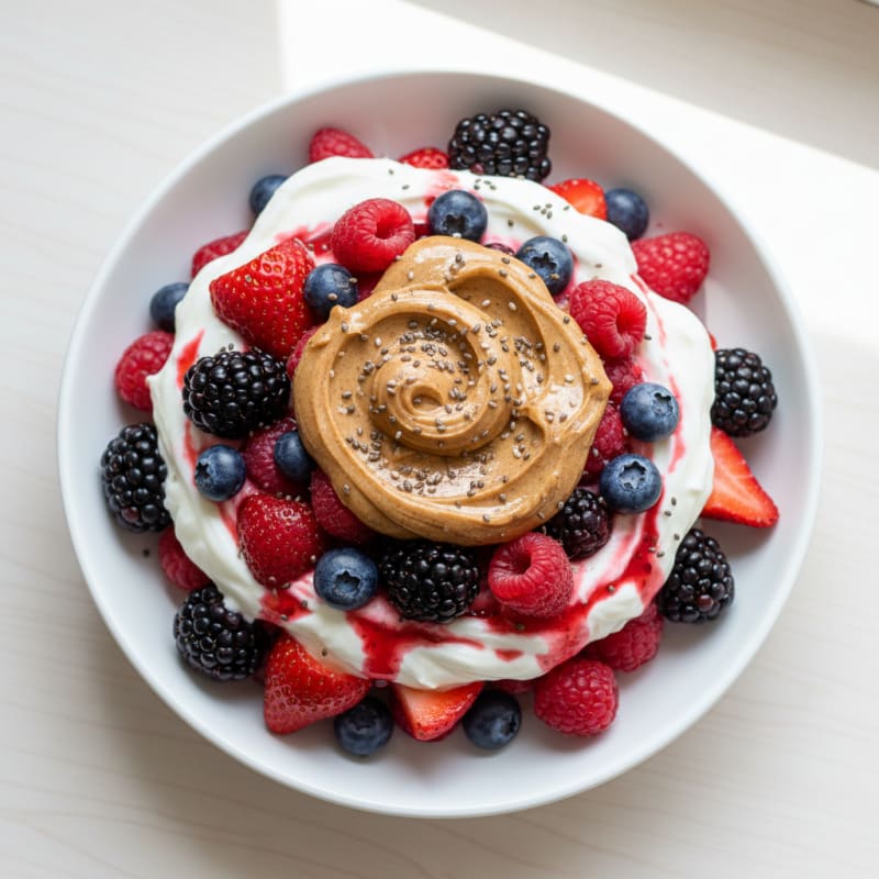 Creamy Greek Yogurt Parfait with Mixed Berries and Almond Butter