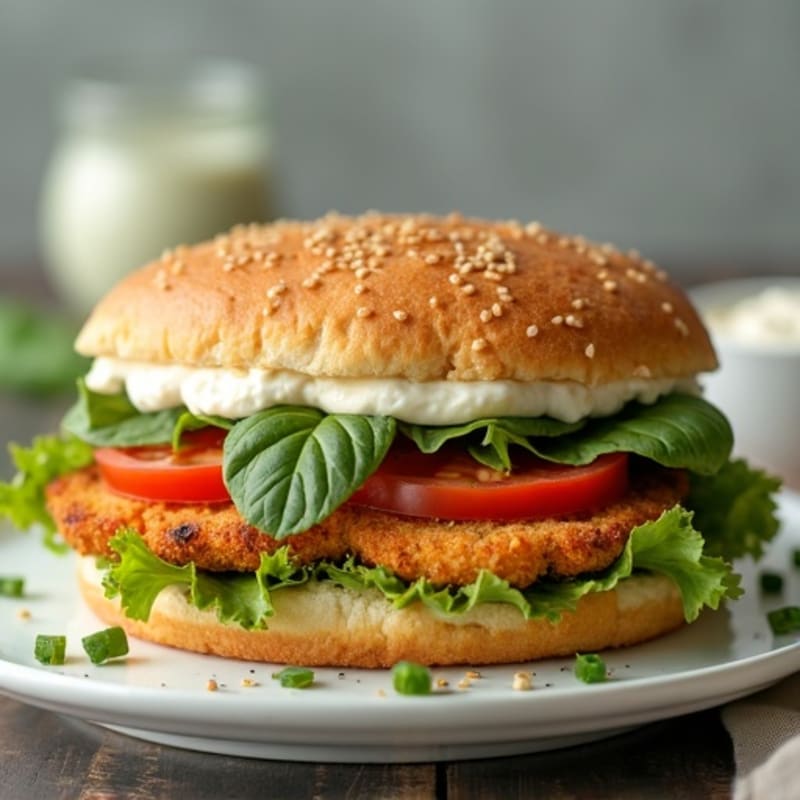 Crispy Baked Chicken Cutlet Sandwich with Herb Aioli