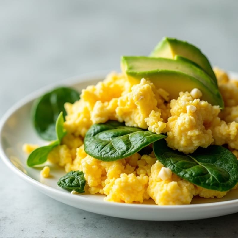 Scrambled Egg Whites with Cottage Cheese, Spinach & Avocado