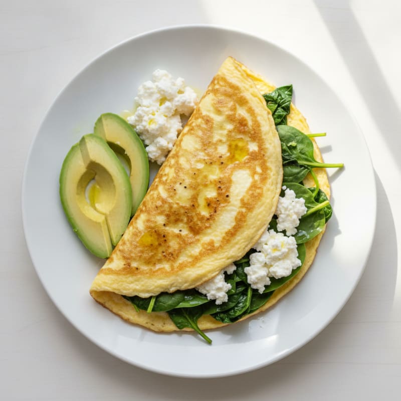 Egg White Spinach Omelet with Cottage Cheese