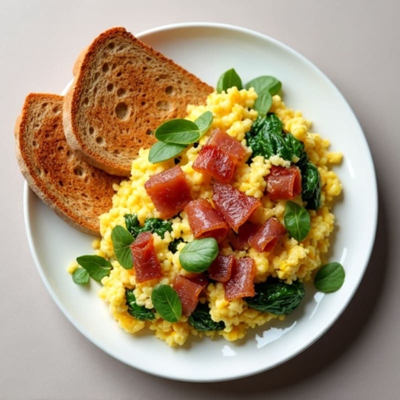 Egg White Scramble with Spinach and Turkey Bacon