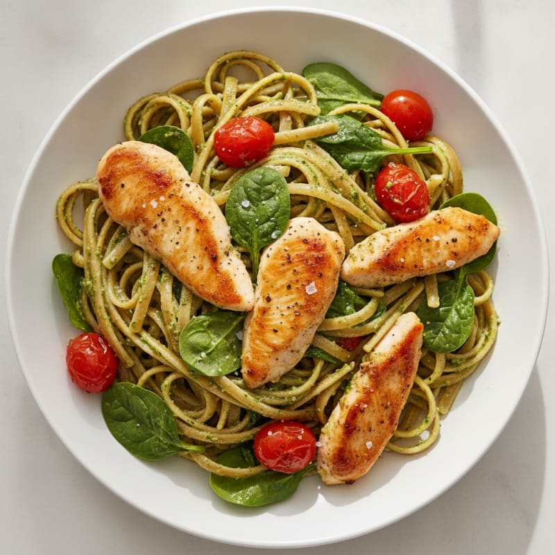Creamy Pesto Chicken Linguine