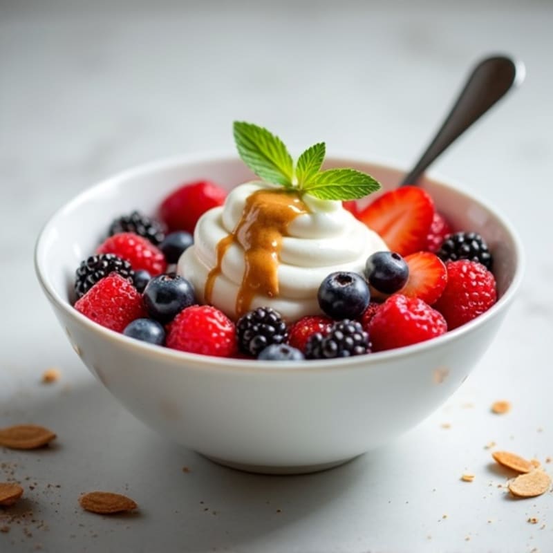 Greek Yogurt Protein Bowl with Mixed Berries and Almond Butter