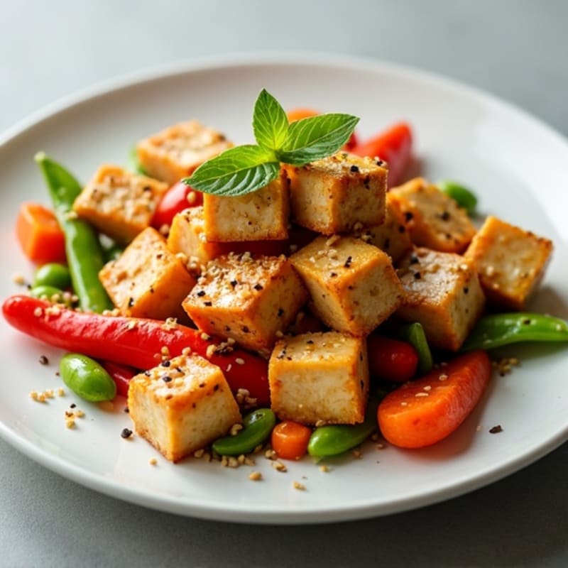 Crispy Sesame Tofu Stir-Fry with Fresh Vegetables