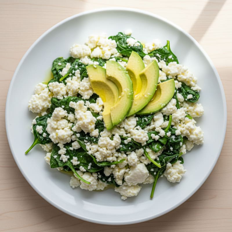 Egg White Scramble with Spinach and Cottage Cheese