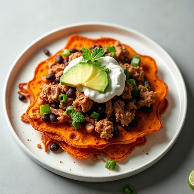 Crispy Sweet Potato Nachos with Pulled Pork