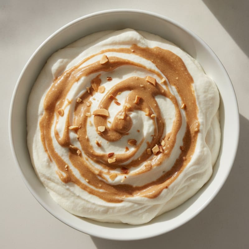 Silky Protein Yogurt Mousse with Almond Butter Swirl