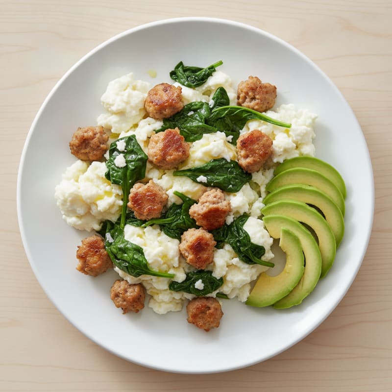Egg White and Turkey Sausage Scramble with Spinach