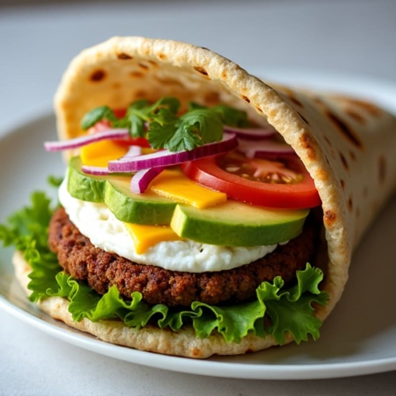 Crispy Black Bean Veggie Burger Wrap with Fresh Greens