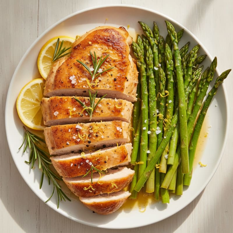 Lemon Herb Roasted Chicken with Asparagus