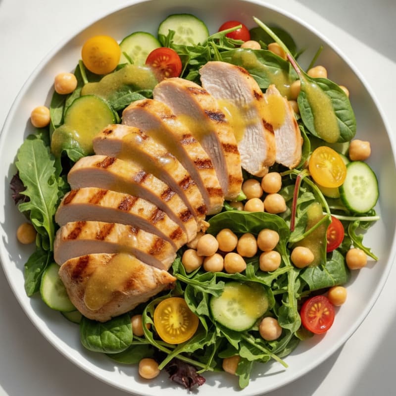 Grilled Turkey Breast Salad with Chickpeas and Lemon Vinaigrette