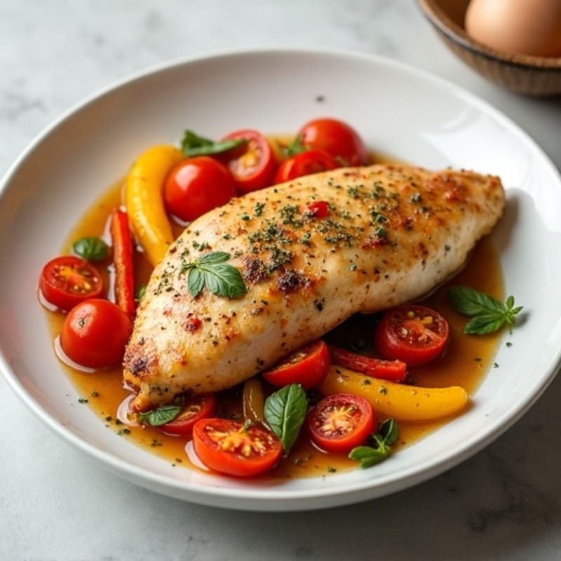 Herb-Braised Chicken with Bell Peppers and Tomatoes
