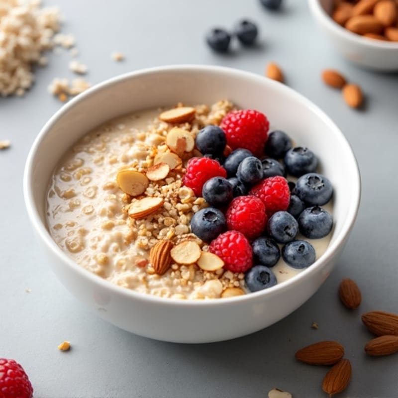 Creamy Protein Oats with Berries and Toasted Nuts