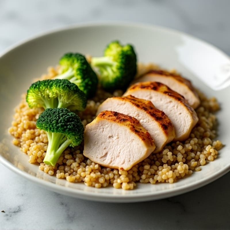 Seared Turkey Breast with Roasted Broccoli and Quinoa