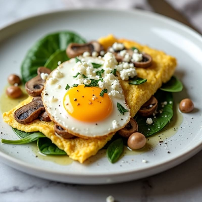 Spinach, Mushroom & Feta Egg White Omelette