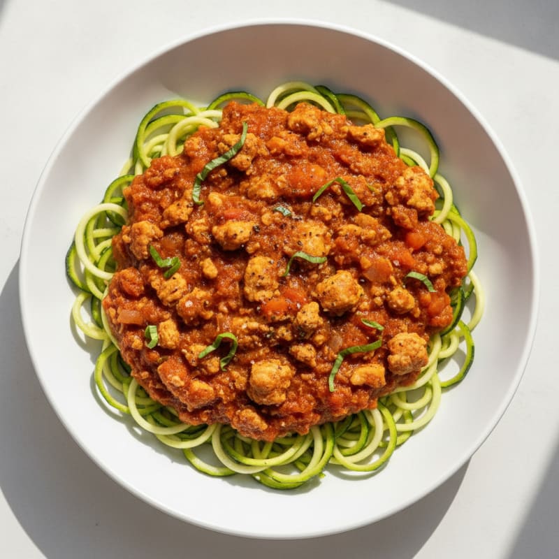 Lean Turkey Bolognese with Zucchini Noodles