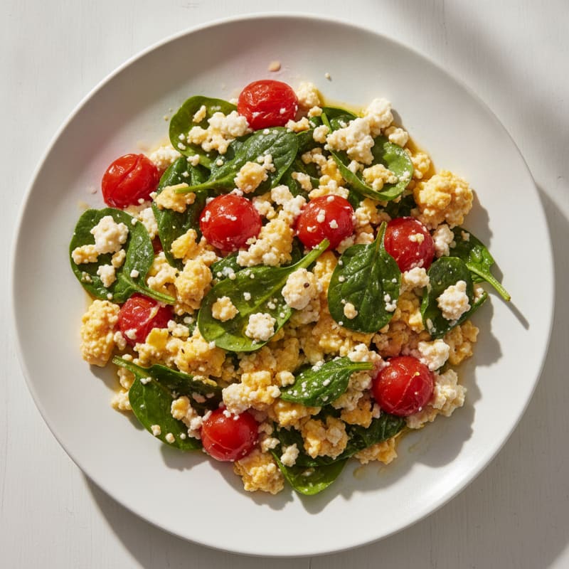 Cottage Cheese Scramble with Spinach and Tomatoes