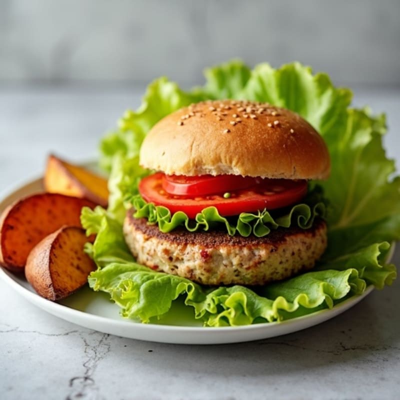 Lean Turkey Burger with Sweet Potato Wedges