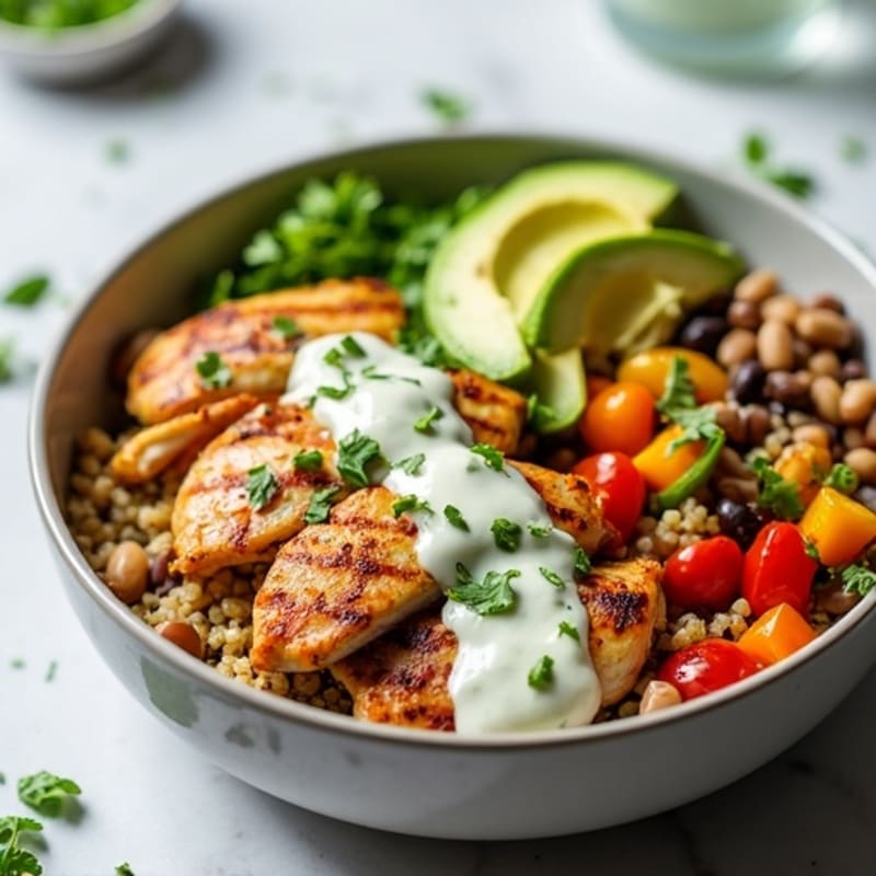 Creamy Pinto Bean and Roasted Vegetable Power Bowl