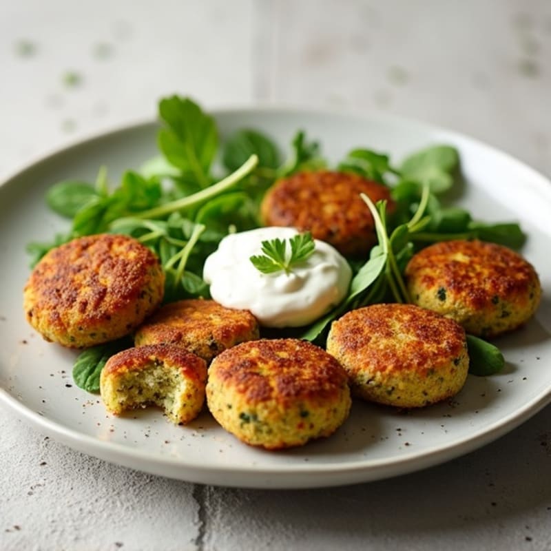 Crispy Baked Falafel with Fresh Greens and Creamy Tahini