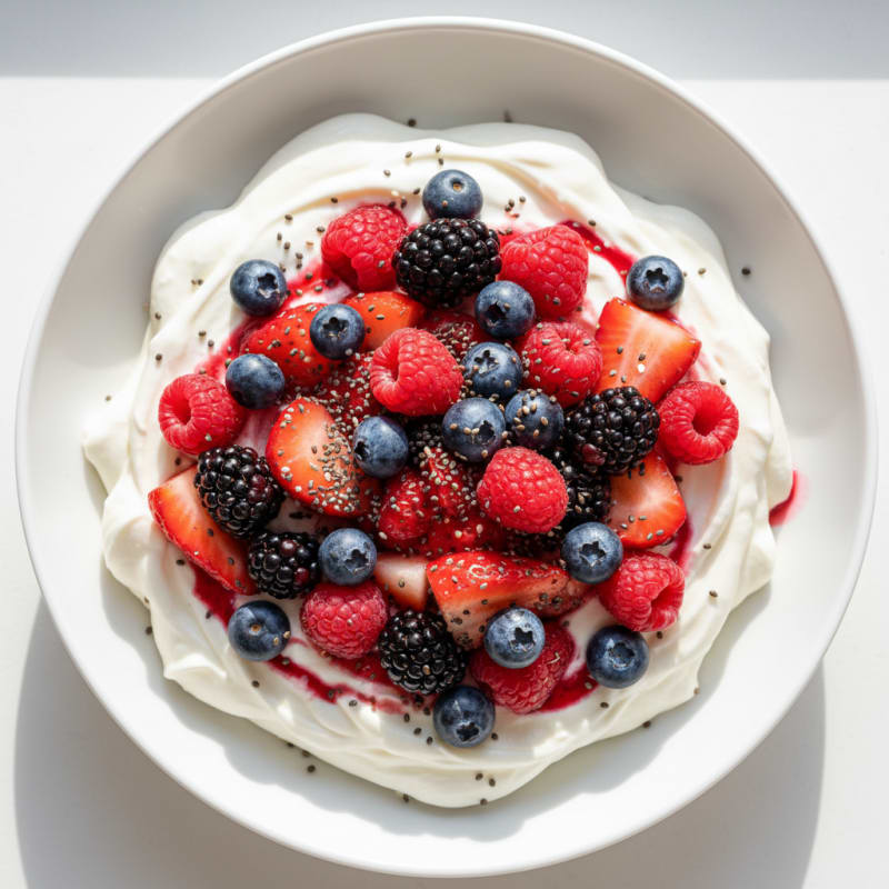 Greek Yogurt Protein Mousse with Mixed Berries